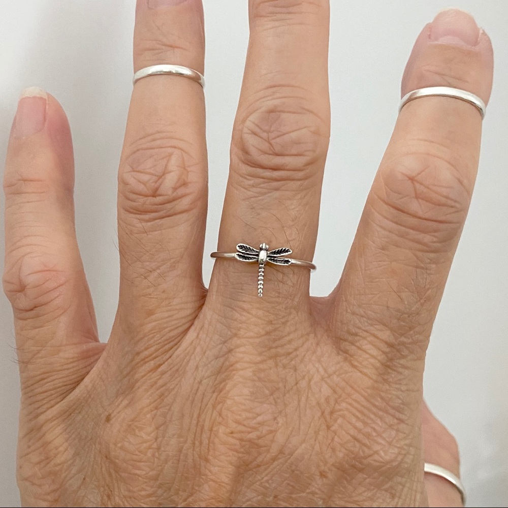 Sterling Silver Delicate Dainty Dragonfly Ring, Spirit Bug Rings, Insects, Bugs